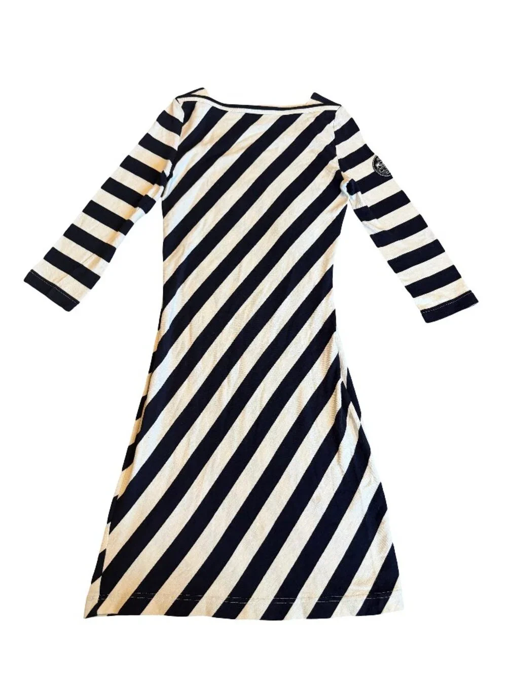 Tory Burch Cotton Stretch Dress Navy White Nautical Casual Sheath Size Small